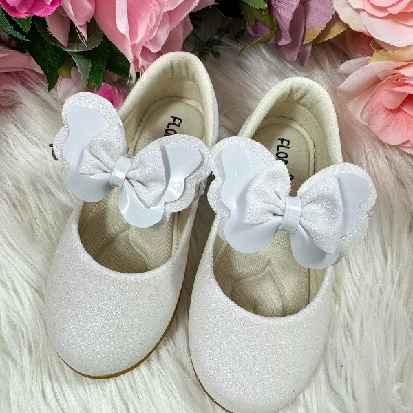 Sapatilha Flor Di MIla Baby Branco Gliter