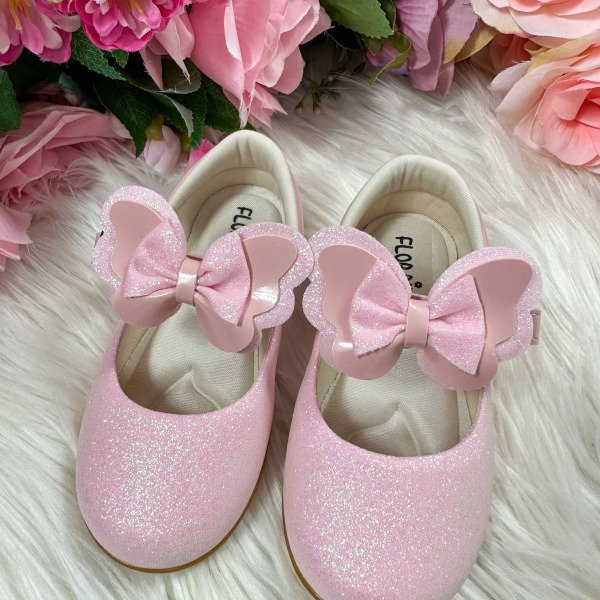 Sapatilha Flor Di MIla Baby Rosa Gliter