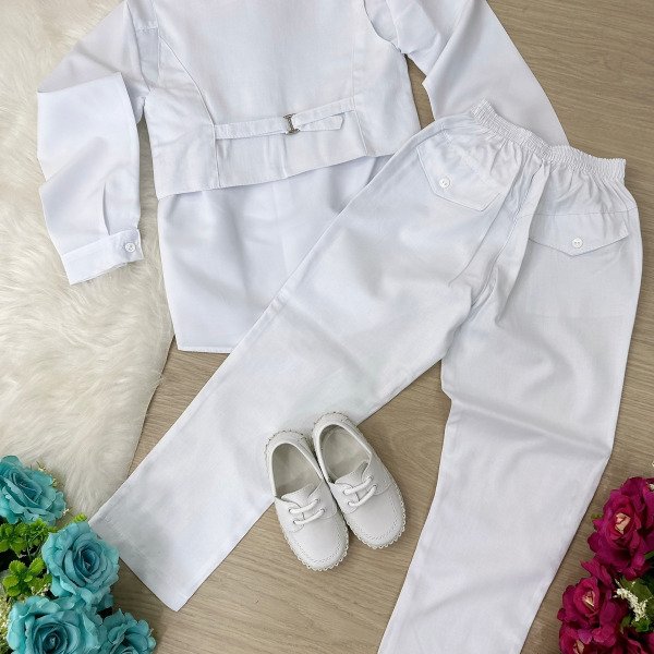 Conjunto Meninos Kanga Danilo Social Branco Colete