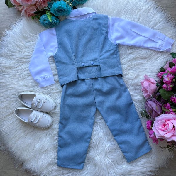 Conjunto Miss Cherry Social Leonardo Colete Azul Claro