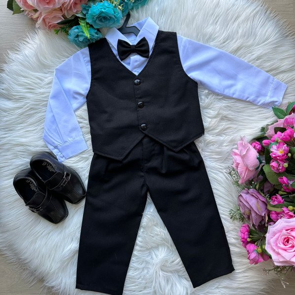 Conjunto Miss Cherry Social Leonardo Colete Preto