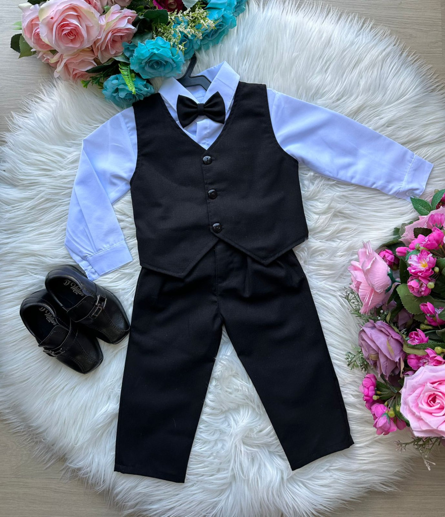Conjunto Miss Cherry Social Leonardo Colete Preto