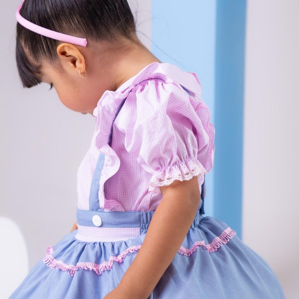 Vestido Tematicos Kids Fazendinha Salopete Jeans