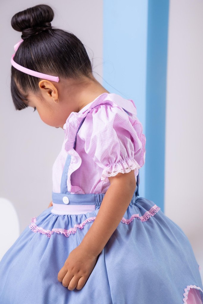 Vestido Tematicos Kids Fazendinha Salopete Jeans