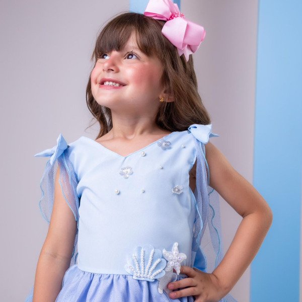 Vestido Princesa Belli Tematico Sereia – Ariel – Fundo do Mar