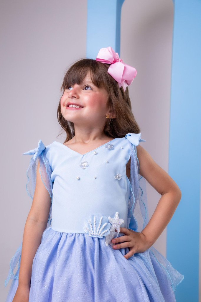 Vestido Princesa Belli Tematico Sereia – Ariel – Fundo do Mar