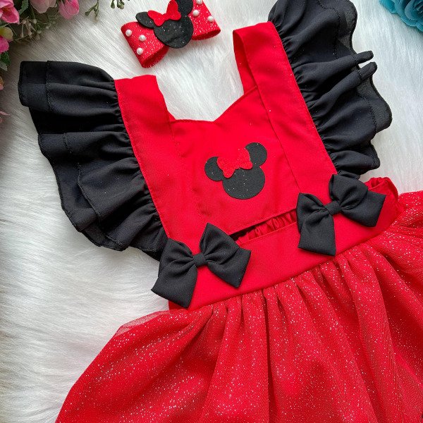Romper/Vestido Princesa Belli Minnie/Minie Vermelho