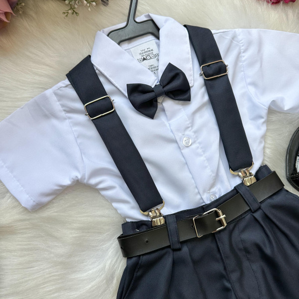 Conjunto Miss Cherry Meninos Social Shorts Ravi Azul Petroleo