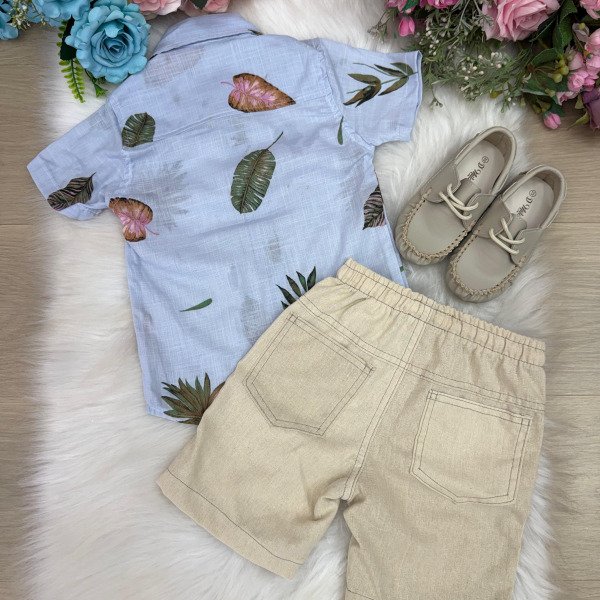 Conjunto Meninos Lucas Banana Club Shorts Camisa Azul Florida