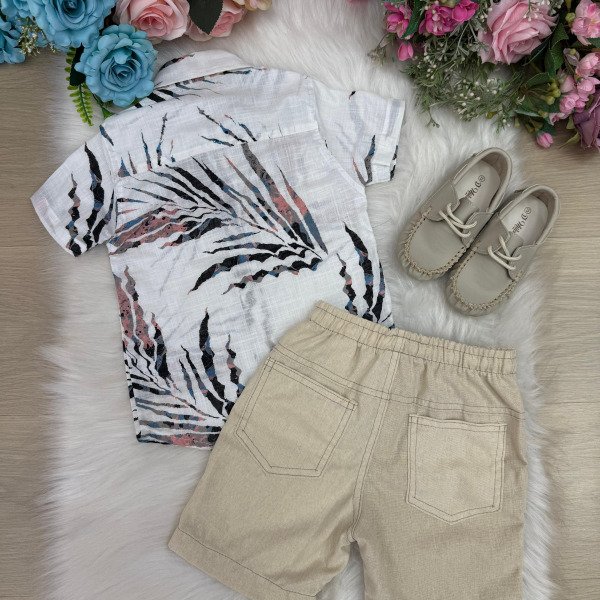 Conjunto Meninos Lucas Banana Club Shorts Linho