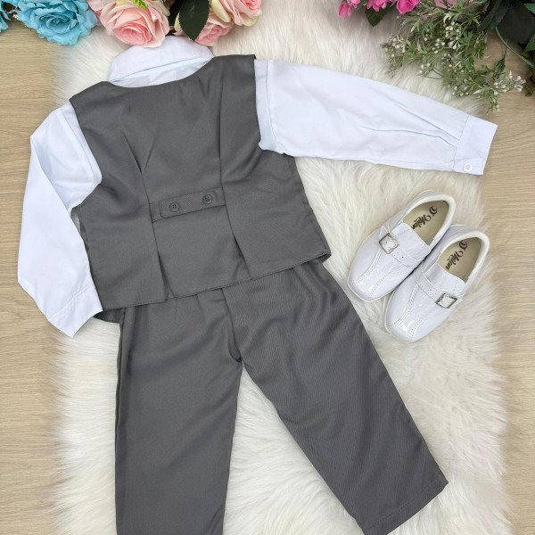 Conjunto Miss Cherry Social Leonardo Colete Cinza Grafite