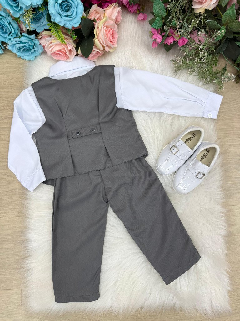 Conjunto Miss Cherry Social Leonardo Colete Cinza Grafite