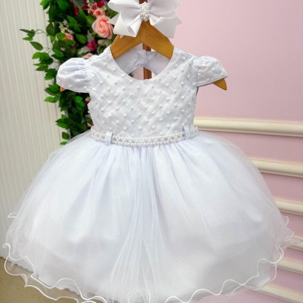 Vestido Menina Bonita Bebe Ana Flavia Branco