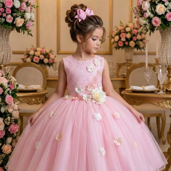 Vestido Juvenil Vila Lele Regata Flores Rosa Bebe