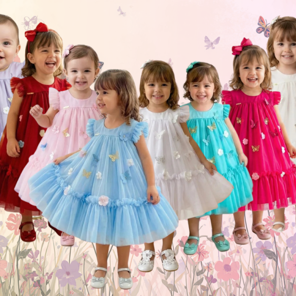 Vestido Vila Lele Jardim das Borboletas Baby Liz