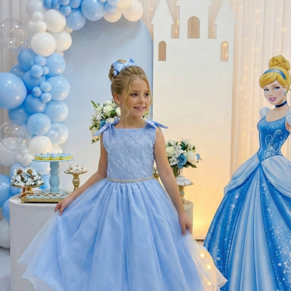 Vestido Marie Mariely Azul Bebe