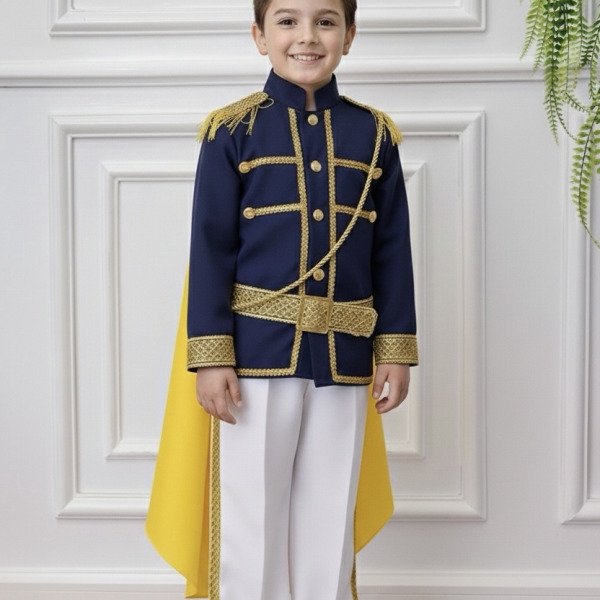 Conjunto Fantasia de Príncipe Azul Marinho Luxo Festas