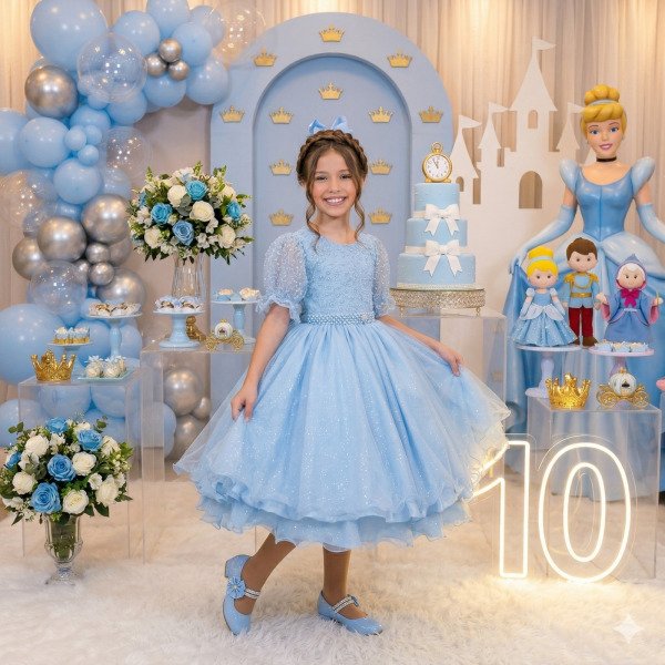Vestido Bella Child Laize Azul Bebe