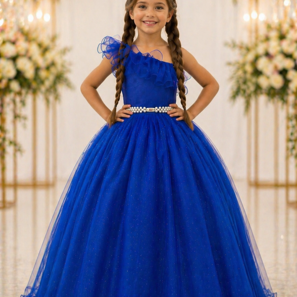 Vestido Infantil Longo Azul Royal Formaturas Daminhas