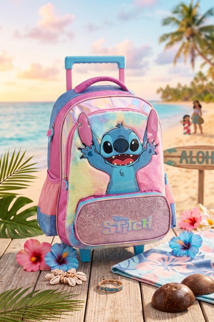 Mochila de Rodinhas Stitch Roxa