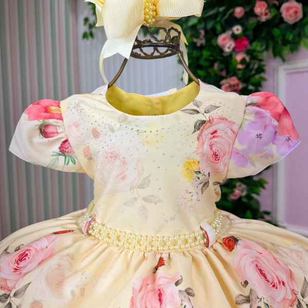 Vestido Menina Bonita Jardim Encantado Loise Amarelo