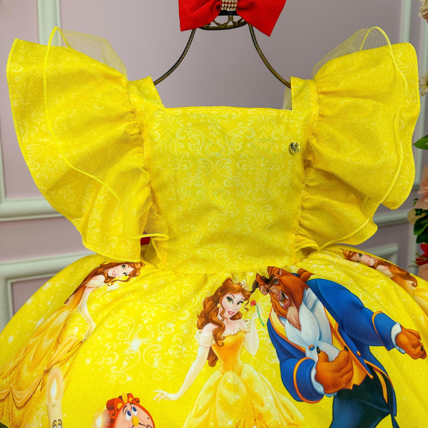 Vestido Temáticos Kids Princesa Amarela
