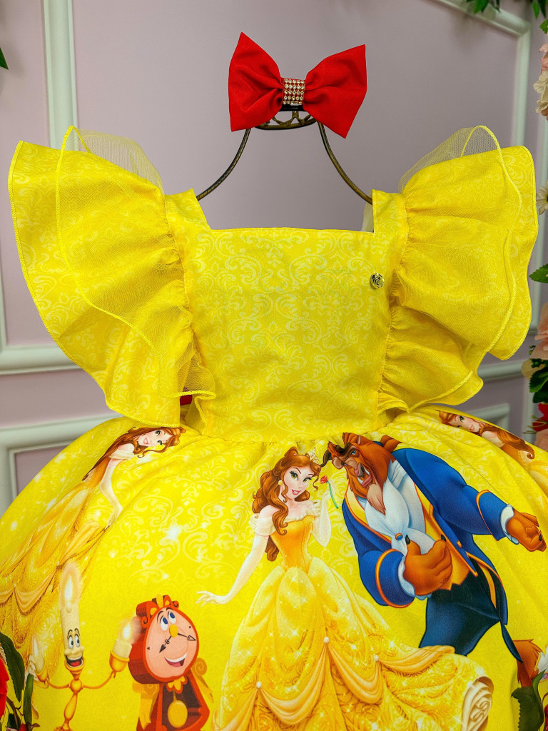 Vestido Temáticos Kids Princesa Amarela