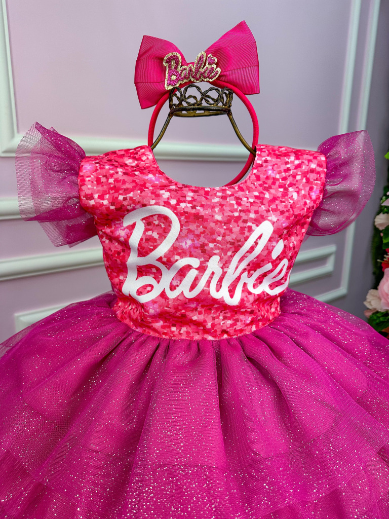 Vestido Ysa Kids Barbie Luxinho Pink