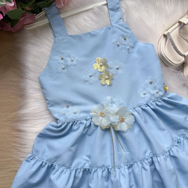 Vestido Blogueirinha Cecilia Azul Bebe