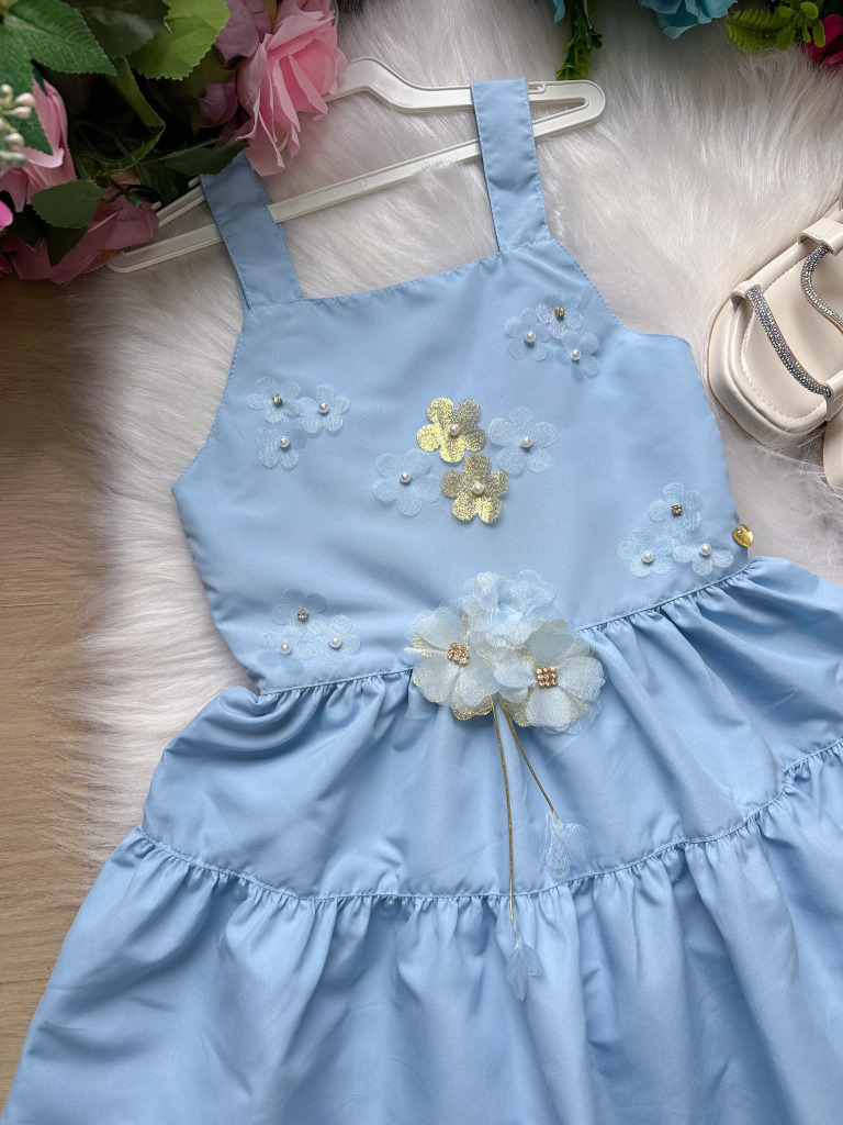 Vestido Blogueirinha Cecilia Azul Bebe