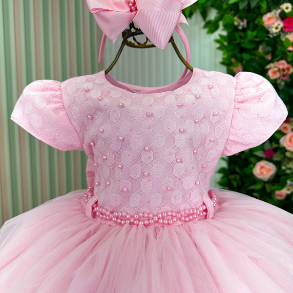 Vestido Menina Bonita Aline Rosa Bebe