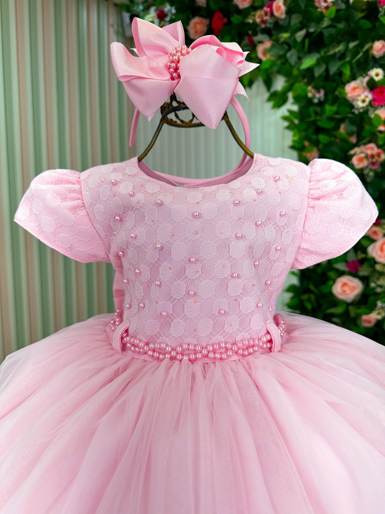 Vestido Menina Bonita Aline Rosa Bebe