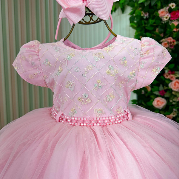 Vestido Menina Bonita Dafne Rosa Bebe