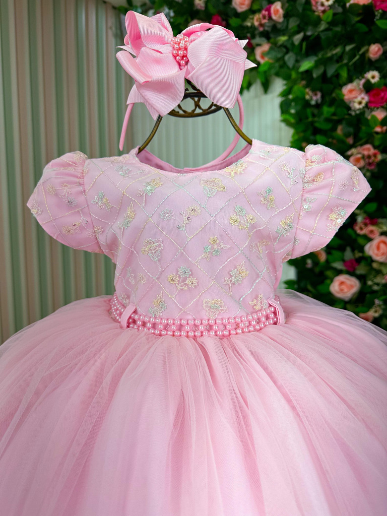 Vestido Menina Bonita Dafne Rosa Bebe