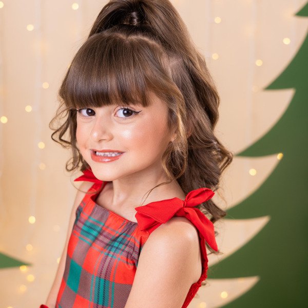 Vestido Marie Madeline Ursinho Xadrez Vermelho – Natal