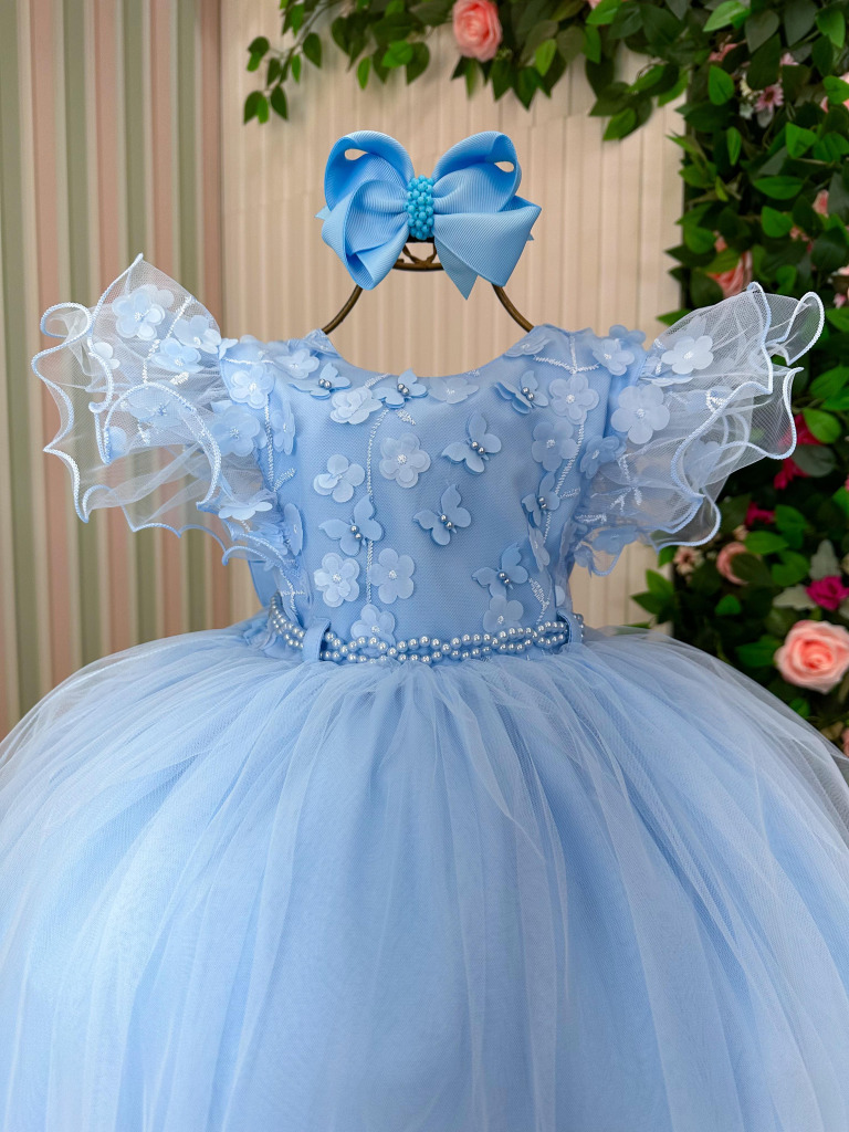 Vestido Menina Bonita Angelie Azul Bebe