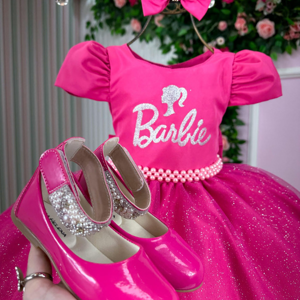 Vestido Tematico Mimadine Barbie Pink Glitter