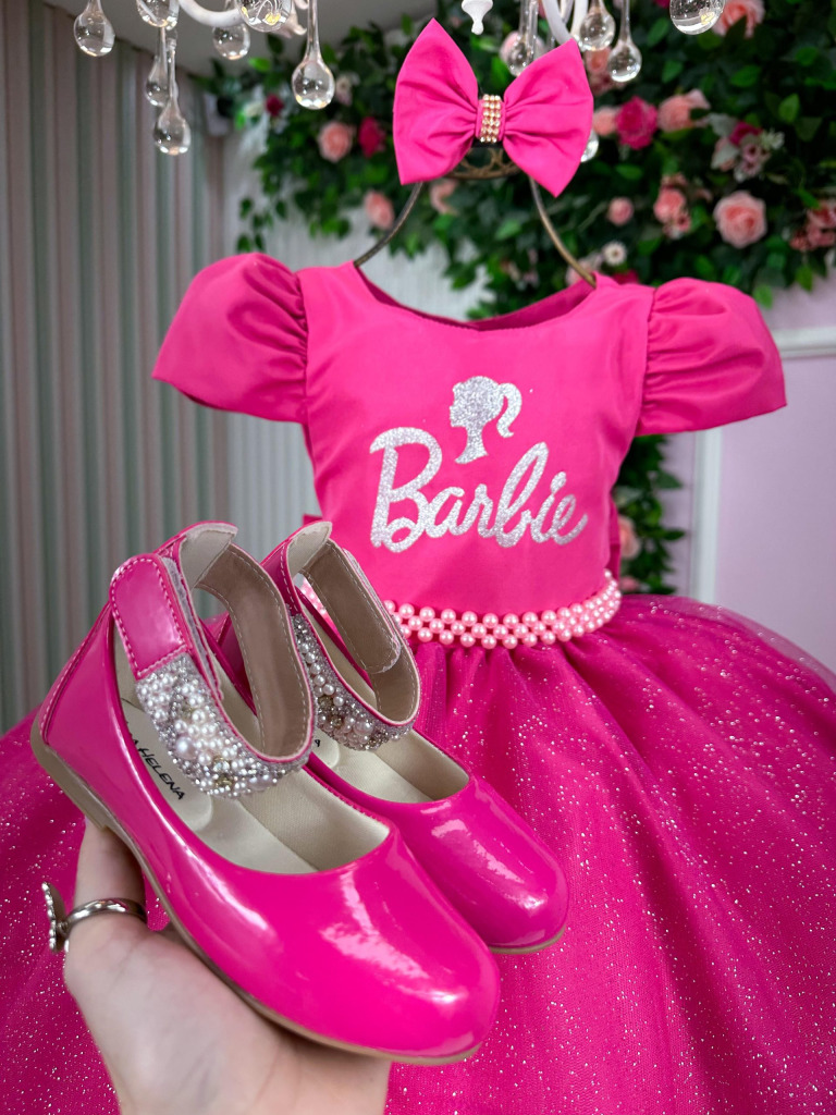 Vestido Tematico Mimadine Barbie Pink Glitter