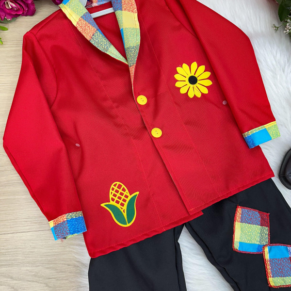 Conjunto Junino Princesa Belli Seu Zéca Terno Vermelho