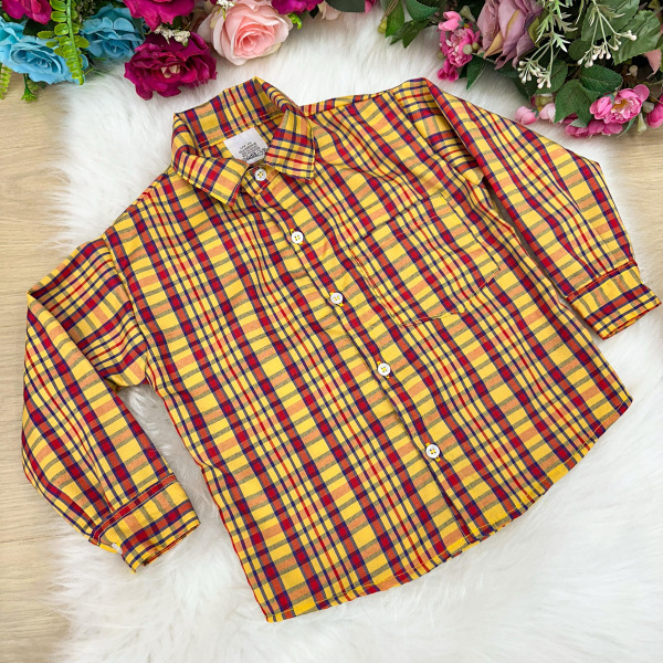 Camisa Xadrez Junina Douglas Amarelo