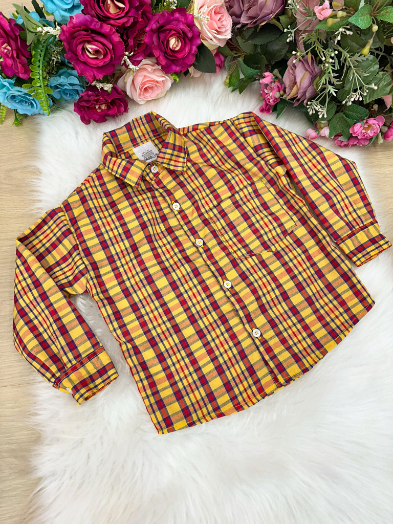 Camisa Xadrez Junina Douglas Amarelo