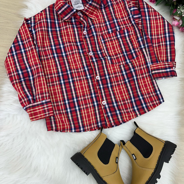 Camisa Xadrez Junina Moises Vermelho