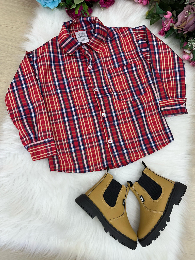 Camisa Xadrez Junina Moises Vermelho