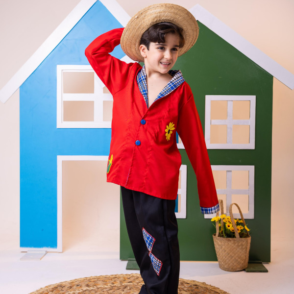 Conjunto Junino Princesa Belli Seu Zé Terno Vermelho