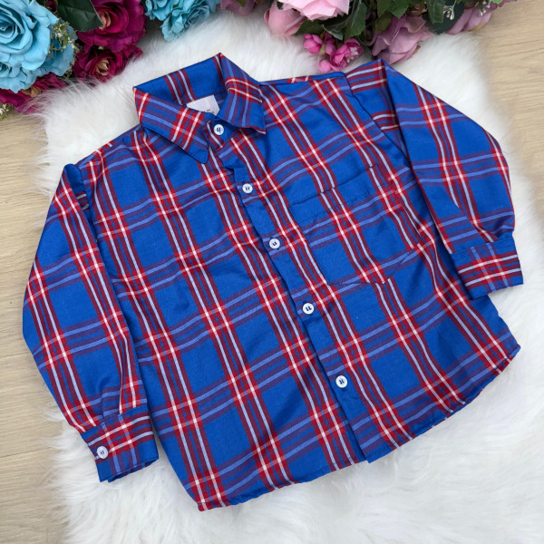 Camisa Xadrez Junina Juliano Azul Royal