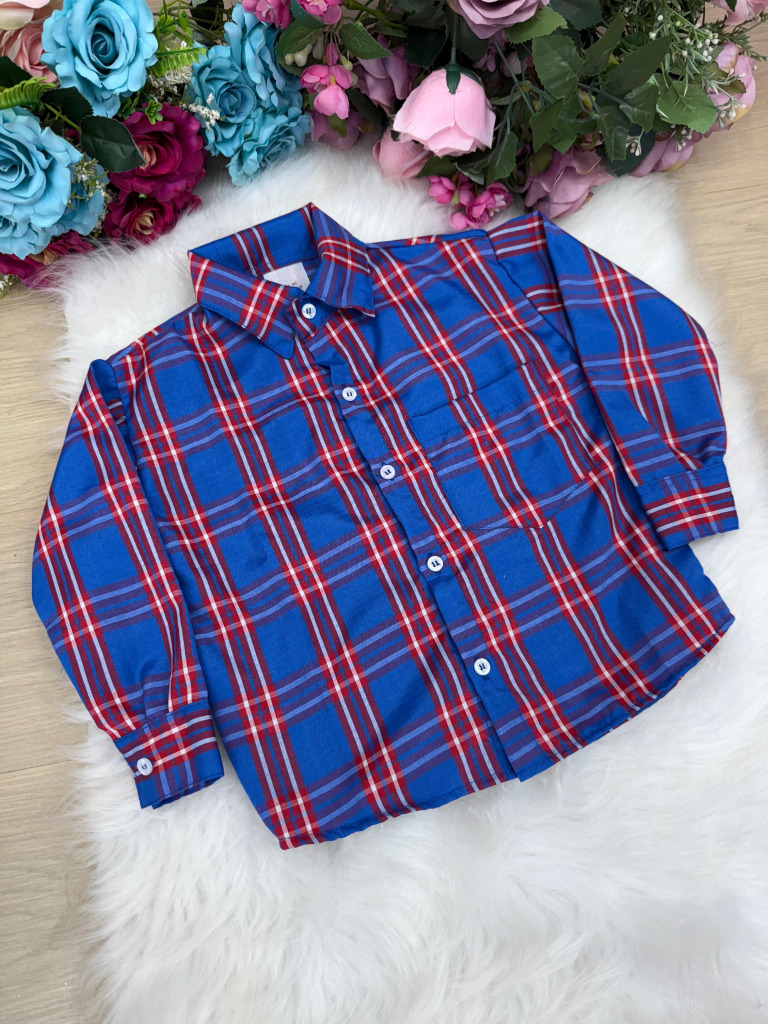 Camisa Xadrez Junina Juliano Azul Royal