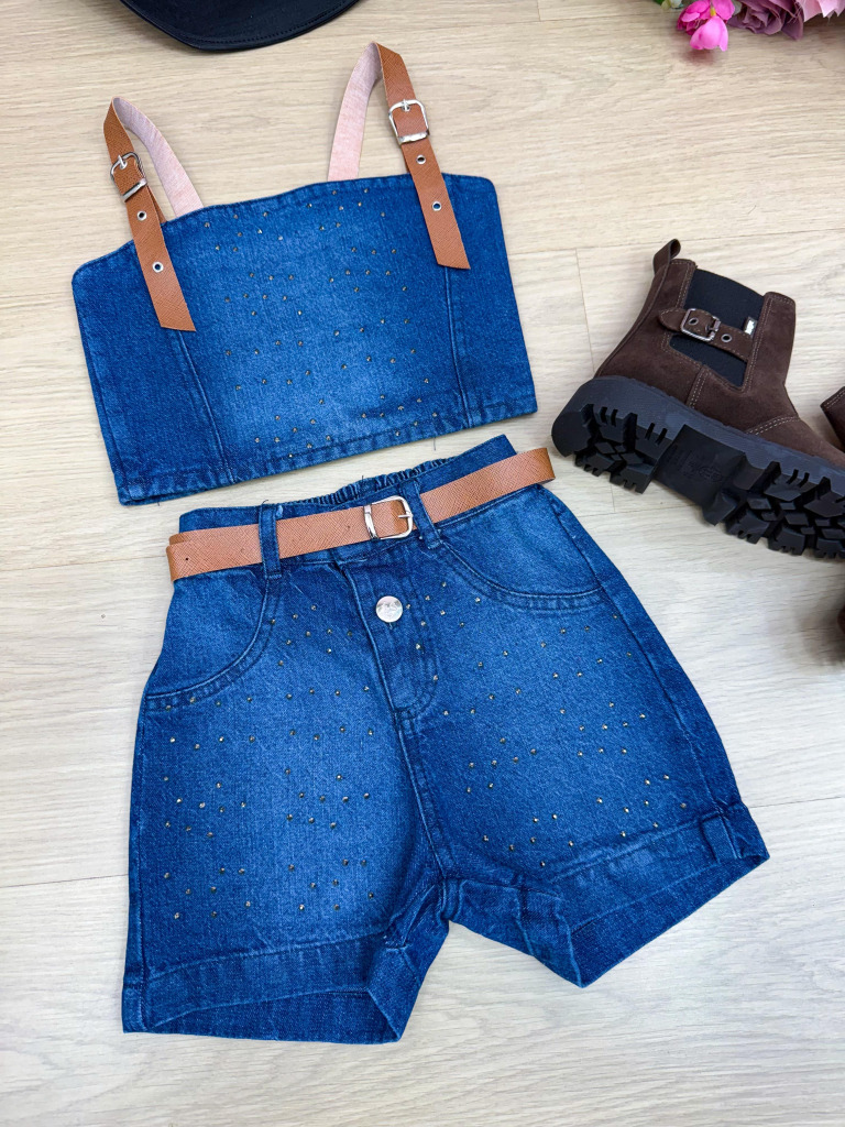 Conjunto Blogueirinha Jeans Rayssa