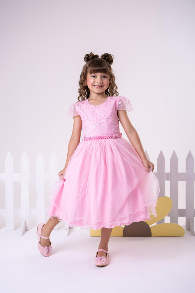 Vestido Infantil Menina Bonita Beatriz Rosa Bebe
