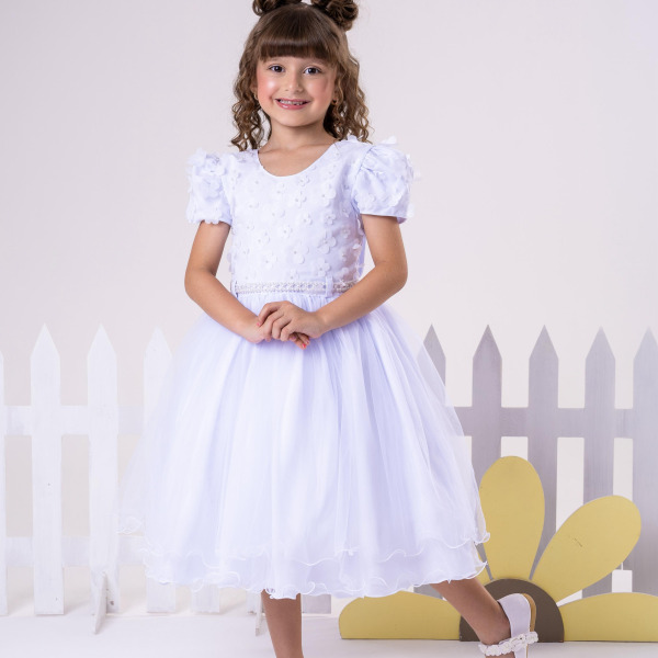 Vestido Infantil Menina Bonita Betania Branco