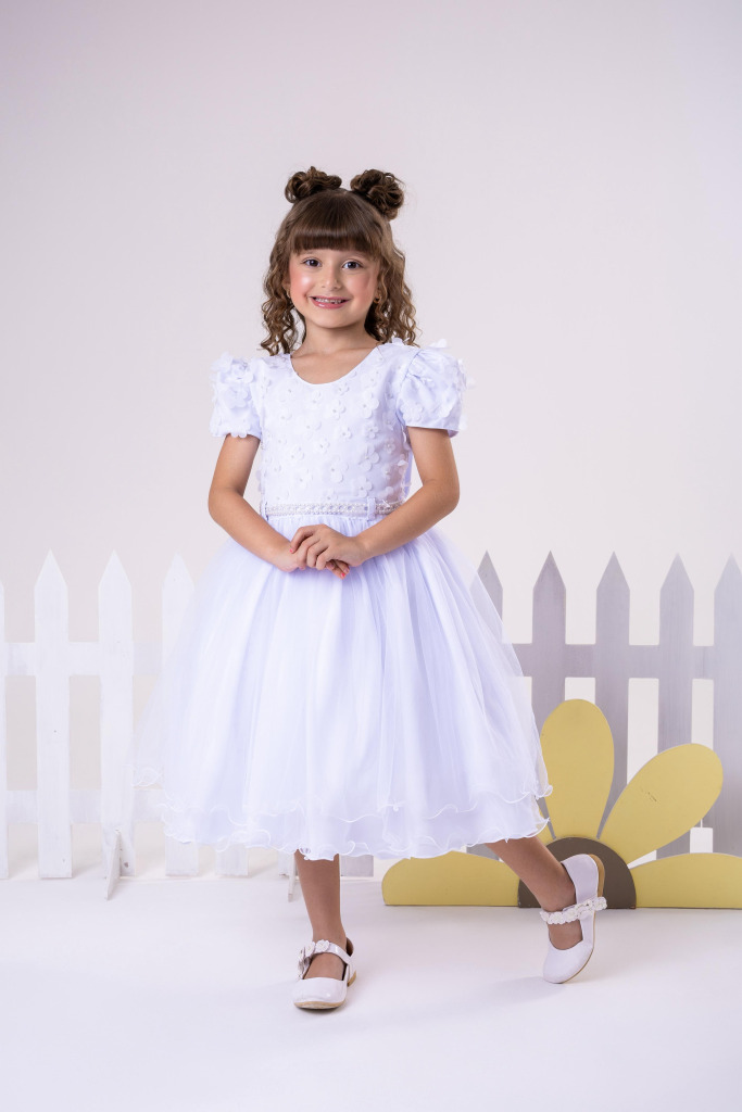 Vestido Infantil Menina Bonita Betania Branco